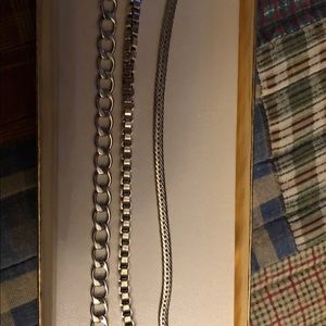 3 silver chain bracelets
